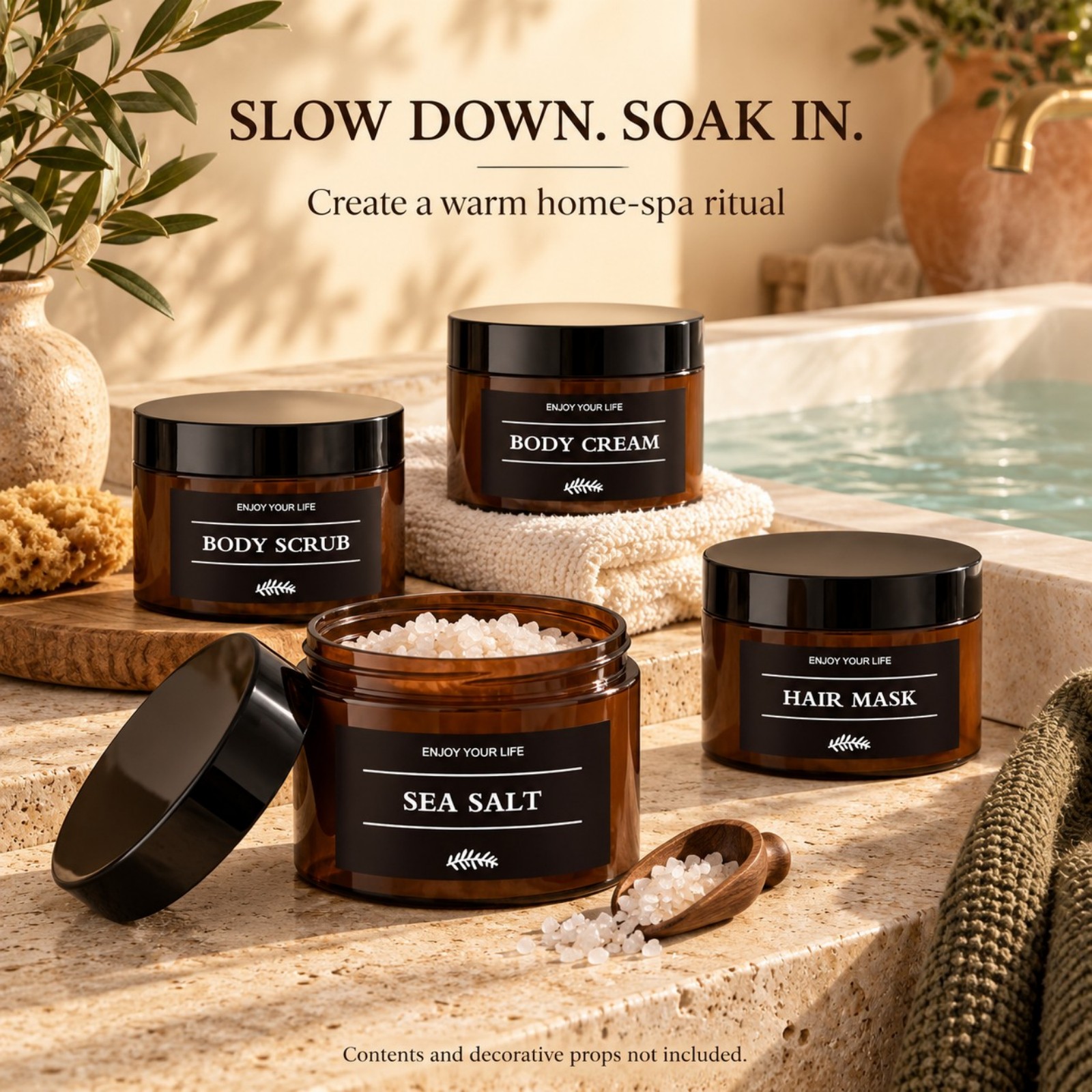 أوعية تخزين للحمام مع ملصقات،  - مراجعة Bath Salts وسعره