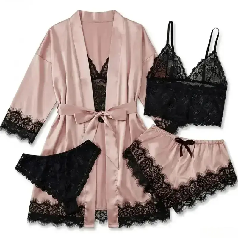 طقم بيجامة نسائية من 4 قطع مصن - مراجعة Bathrobe وسعره